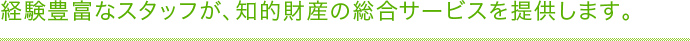 経験豊富なスタッフが、知的財産の総合サービスを提供します。