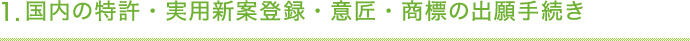 1.国内の特許・実用新案登録・意匠・商標の出願手続き